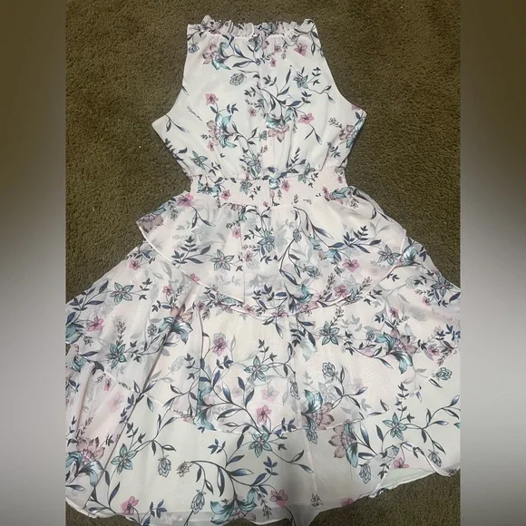 Eliza J Pink Floral Tiered Midi Dress / Plus Size 16 - Picture 7 of 14